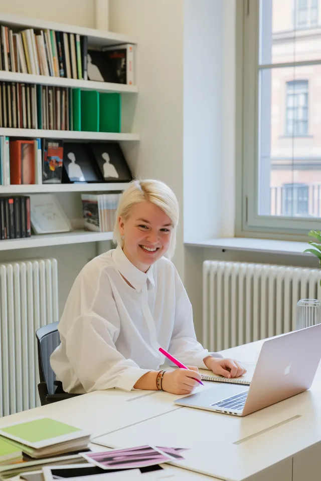 Mulher jovem focada trabalhando